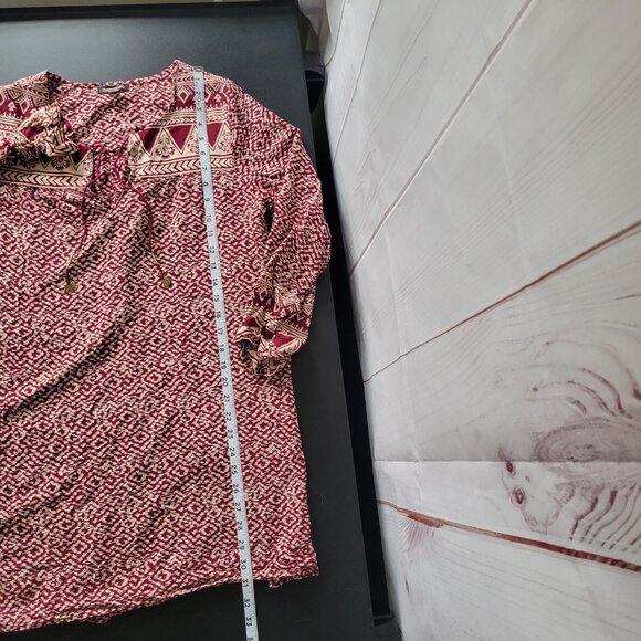 Buckle Billabong Tunic Dress Women’s L, V-Neck, Bell Sleeve, Boho/Aztec Design, - Picture 10 of 10